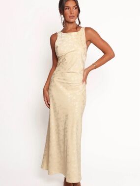 Petal & Pup Pale Cream Backless Maxi Dress